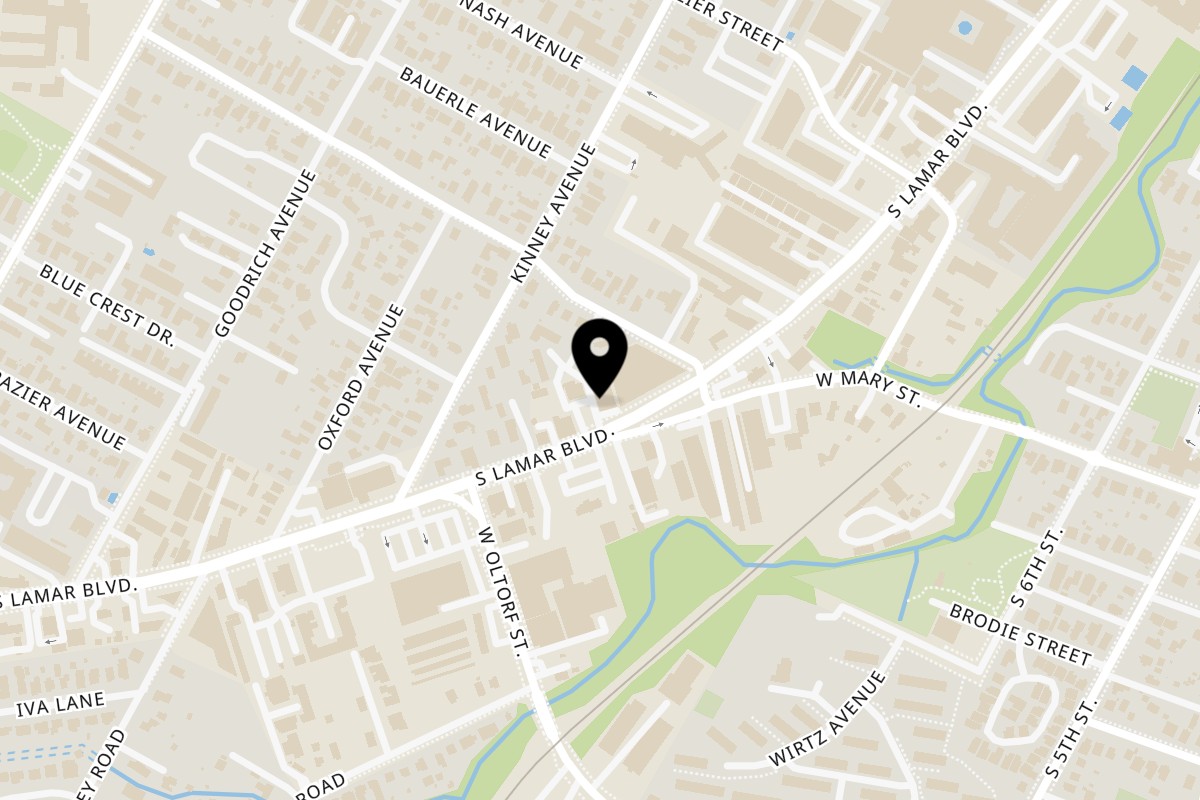 Map showing the location of Tikka House Indian Eatery South Lamar on 2026 S Lamar Blvd in Austin