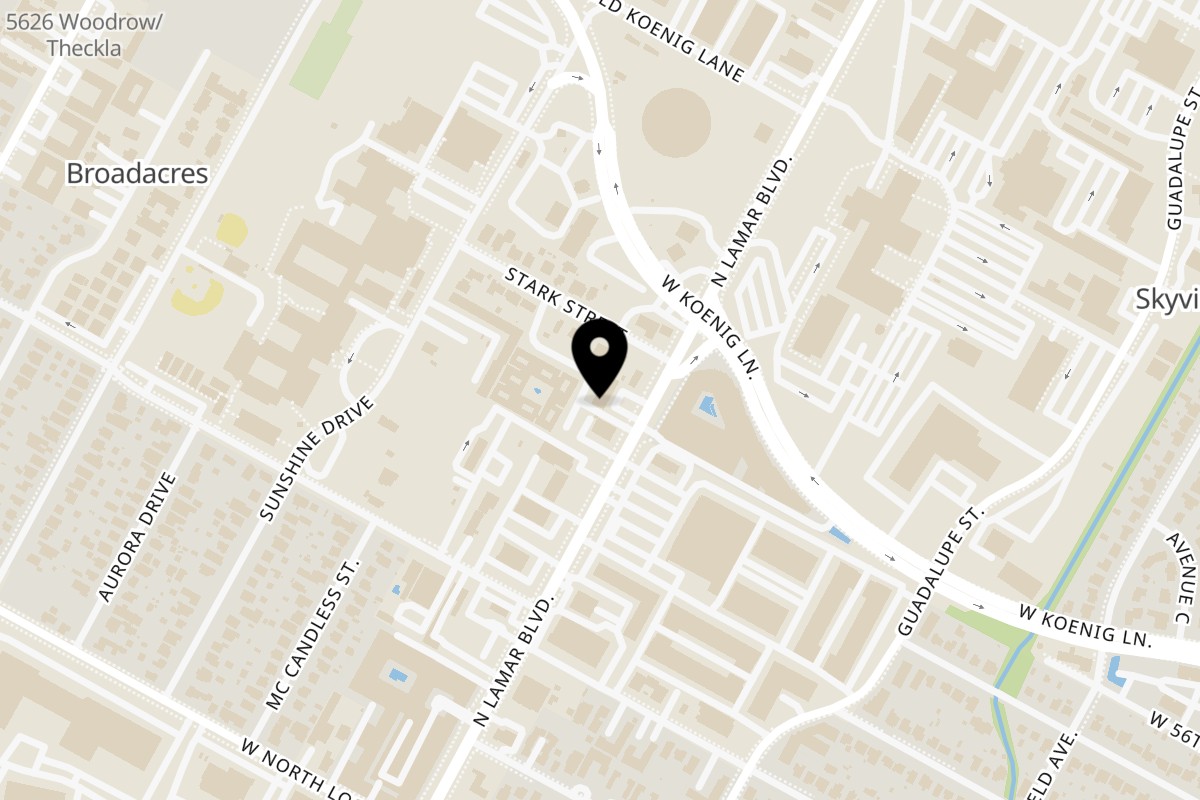 Map showing the location of Tikka House Indian Eatery North Lamar on 5610 N Lamar Blvd Suite A in Austin