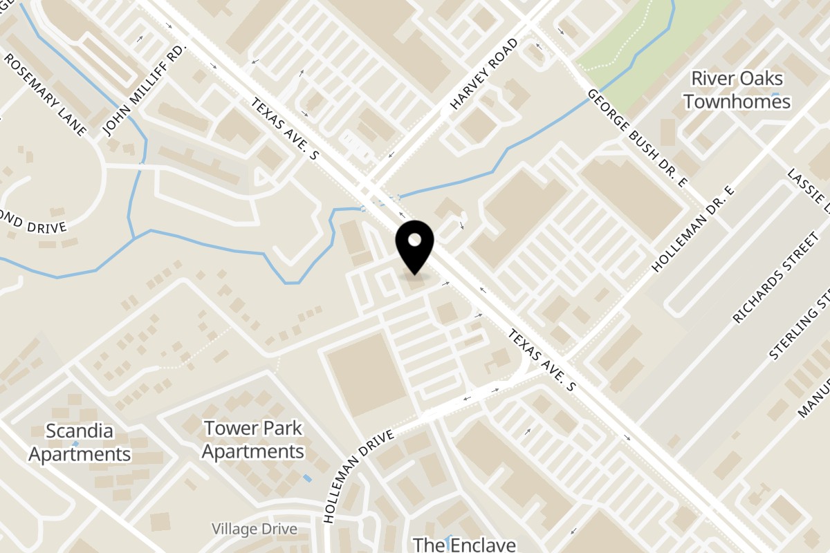 Map showing the location of Tikka House Indian Eatery College Station on 1808 Texas Ave S Unit 200 in College Station