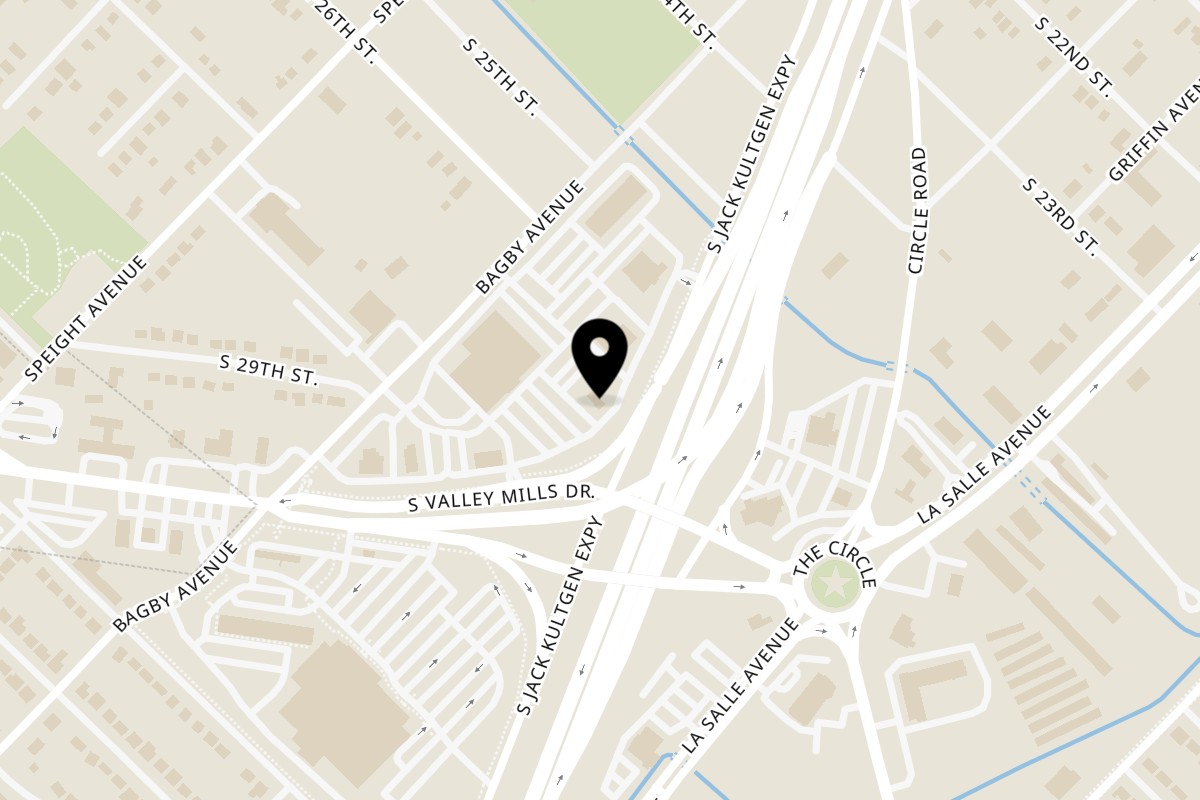 Map showing the location of Tikka House Indian Eatery Waco on 2609 S Jack Kultgen Expy in Waco